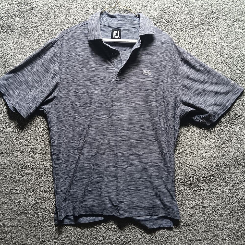 FootJoy FJ Men's Gray Heathered Striped Golf Polo Shirt Size Large
